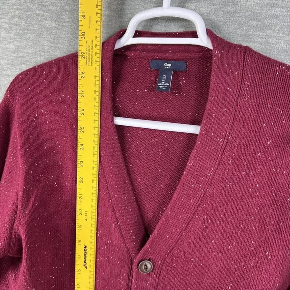 VTG  Y2K 90s Gap Mens L Burgundy Cardigan Sweater Pockets Wool Blend Grandpacore - Picture 10 of 16